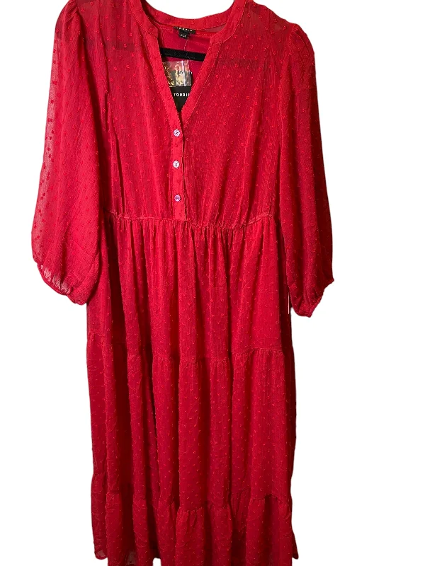 Women's Ruffled DressesDress Casual Midi By Torrid In Red, Size: 1x