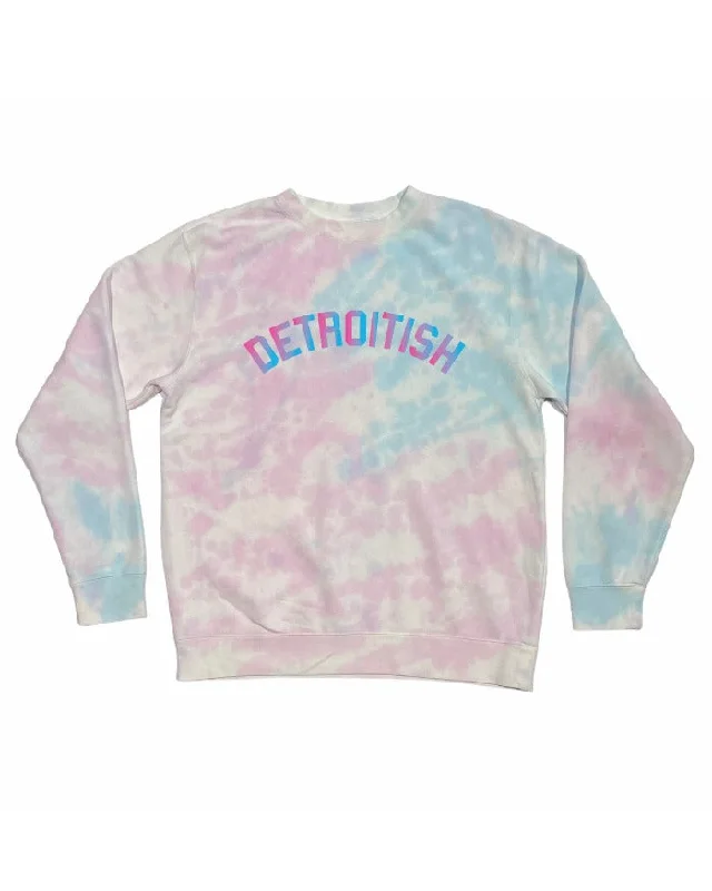 Women's Hooded Sweatshirts with Relaxed WaistInk Detroit Detroitish Tie Dye Crewneck Sweatshirt - Cotton Candy