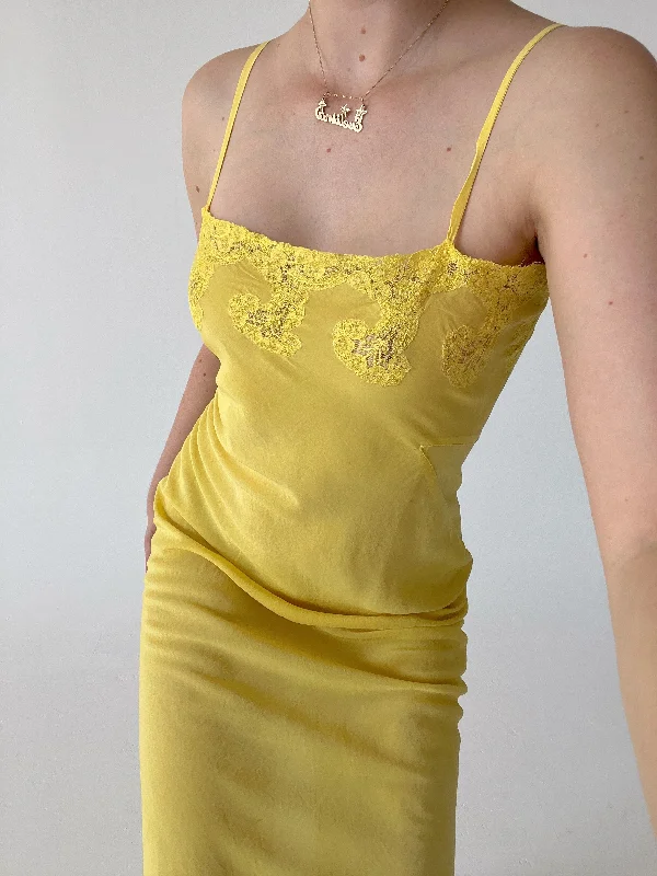 women's pajamas with pocketsHand Dyed Yellow Silk Slip