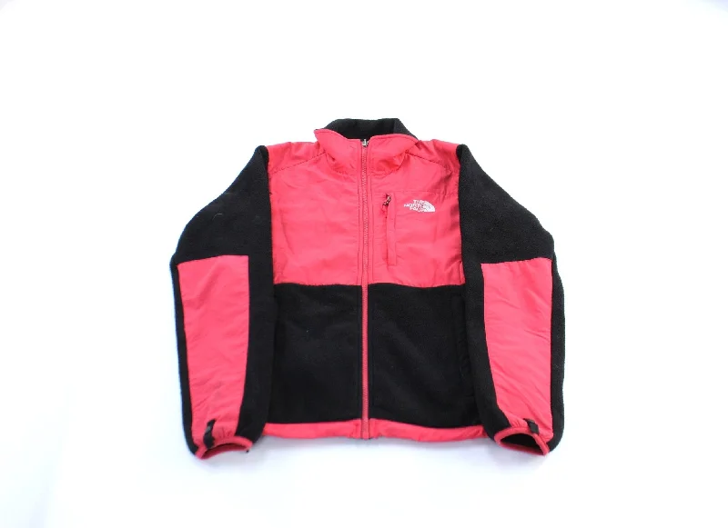 Women's Coats with ZipperWomen's The North Face Embroidered Logo Pink & Black Fleece Zip Up Jacket