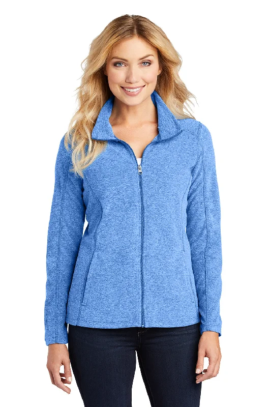 Women's Hooded Sweatshirts with Low WaistPort Authority Womens Pill Resistant Heather Microfleece Full Zip Sweatshirt - Heather Light Royal Blue