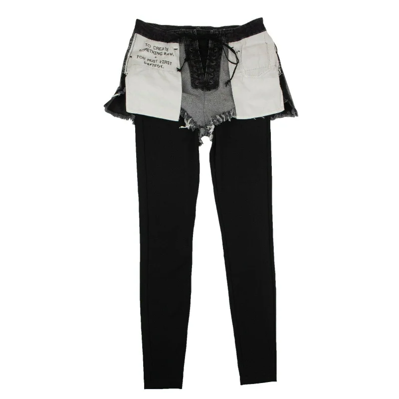 Women's Jodhpurs with Lapel CollarUnravel Project Deconstructed Slim-Fit Pants - Denim