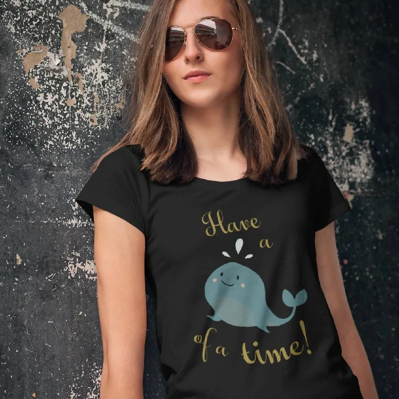 Women's Blouse with Shirt CollarHave a Whale of a Time Crew Neck S-Sleeve T-shirt