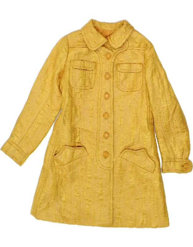 Women's Coats with SleevesVINTAGE Womens Overcoat UK 10 Small Yellow