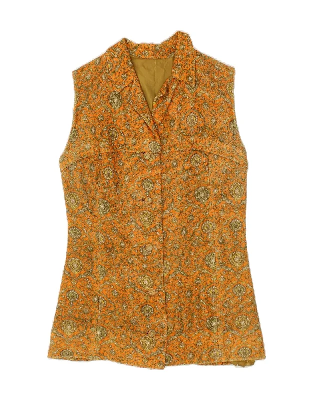 Women's Trench CoatsVINTAGE Womens Gilet UK 14 Medium Yellow Paisley