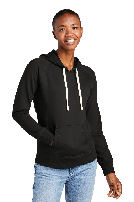 Women's Hooded Sweatshirts with Plush LiningDistrict Womens Re-Fleece Hooded Sweatshirt Hoodie w/ Pouch Pocket - Black