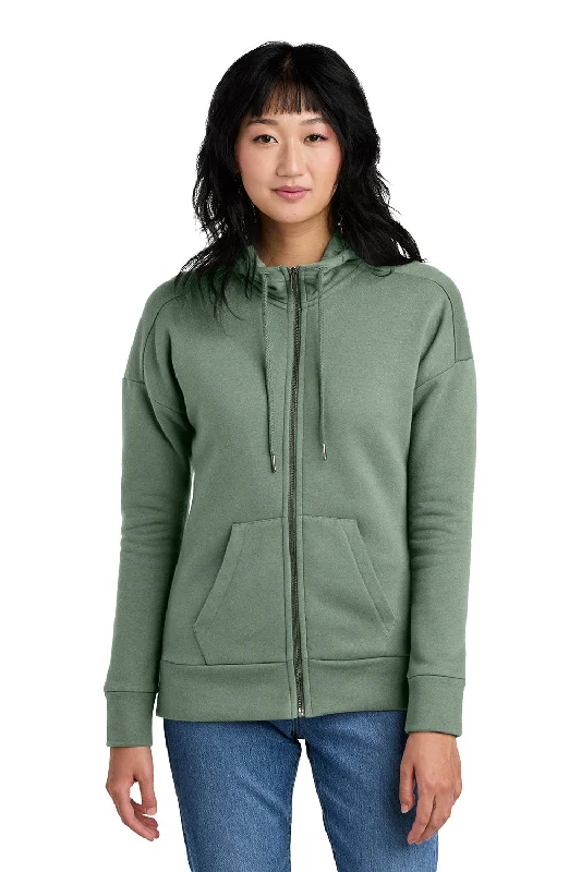 Women's Hooded Sweatshirts with Welt PocketsDistrict Womens Perfect Weight Fleece Full Zip Hooded Sweatshirt Hoodie w/ Pockets - Laurel Green