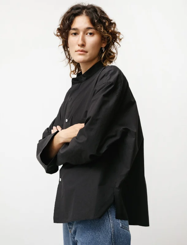 Women's Blouse with Shirt CollarJapanese Dry Cotton Pyjama Shirt Black