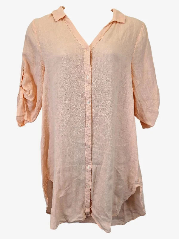 Women's Low Collar DressesZara Poolside Peach Linen Mini Dress Size L