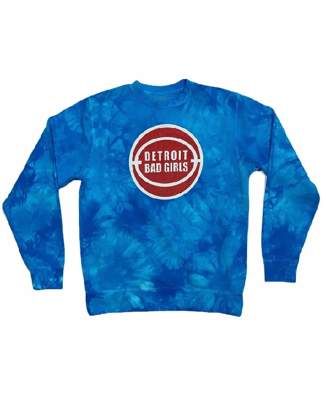 Women's Hooded Sweatshirts with Snap ButtonsInk Detroit Bad Girls Tie Dye Crewneck Sweatshirt - Electric Blue