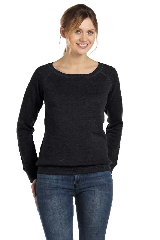 Women's Hooded Sweatshirts with Wool LiningBella + Canvas Womens Sponge Fleece Wide Neck Sweatshirt - Black - Closeout