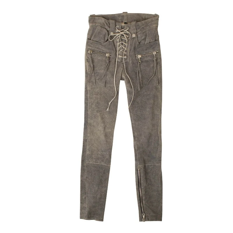 Women's Jodhpurs with Mid WaistUnravel Project High-Rise Lace Trousers - Gray