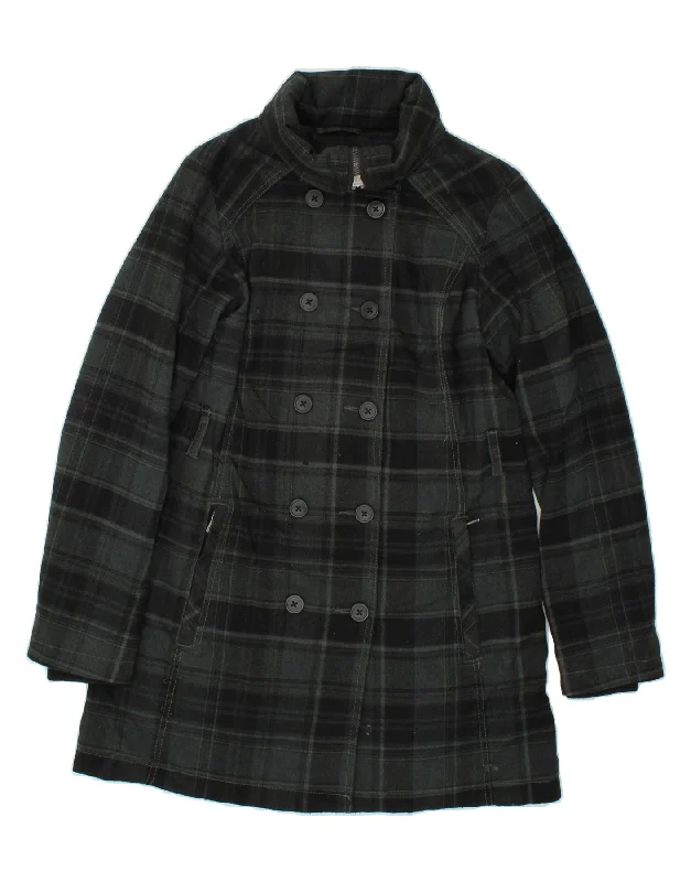 Women's Coats with HoodCOLUMBIA Womens Omni-Heat Double Breasted Coat UK 14 Medium Grey Check