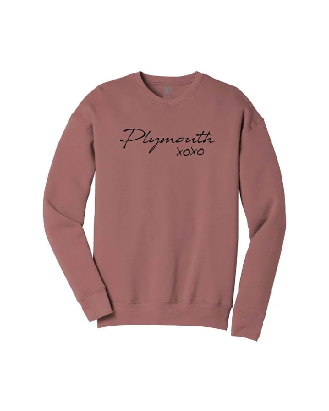 Women's Hooded Sweatshirts with Elastic WaistInk Detroit Plymouth XOXO Crewneck Sweatshirt - Mauve