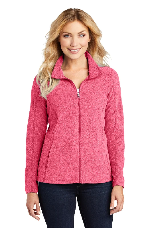 Women's Hooded Sweatshirts with Snap ButtonsPort Authority Womens Pill Resistant Heather Microfleece Full Zip Sweatshirt - Heather Raspberry Pink