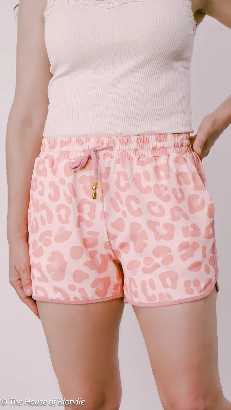 Blush Pink Leopard Print knockabout Shorts