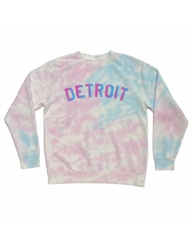 Women's Hooded Sweatshirts with Straight WaistInk Detroit Tie Dye Crewneck Sweatshirt - Cotton Candy