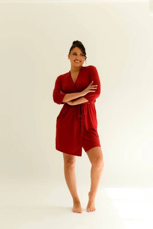 women's pajamas with elastic waistbandsDrape Bamboo Robe in Ruby