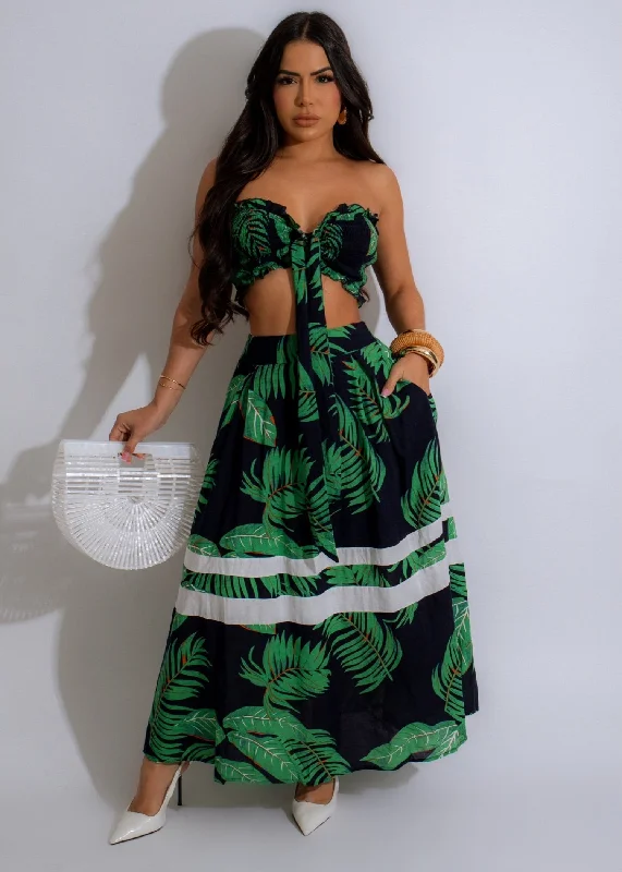 Take It Easy Skirt Set Green