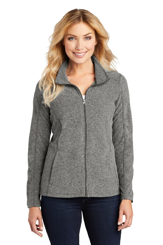 Women's Hooded Sweatshirts with ThumbholesPort Authority Womens Pill Resistant Heather Microfleece Full Zip Sweatshirt - Heather Pearl Grey