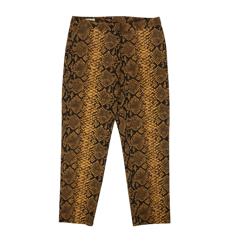 Women's Capri PantsDries Van Noten Snake Print High Rise Wool Pants - Gold