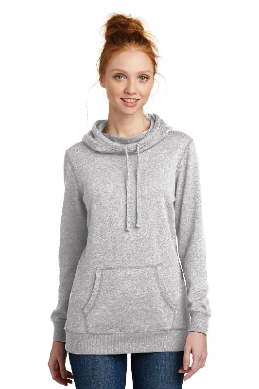 Women's Hooded Sweatshirts with Flannel LiningDistrict Womens Fleece Hooded Sweatshirt Hoodie w/ Pouch Pocket - Heather Grey