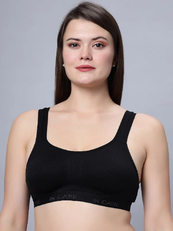 convertible plunge braNon-Padded Full Coverage Sports Bra Black Color (Pack of 1)