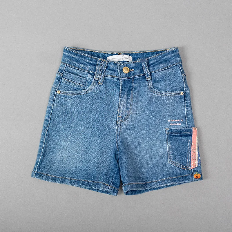 Light Blue Denim Girls Shorts