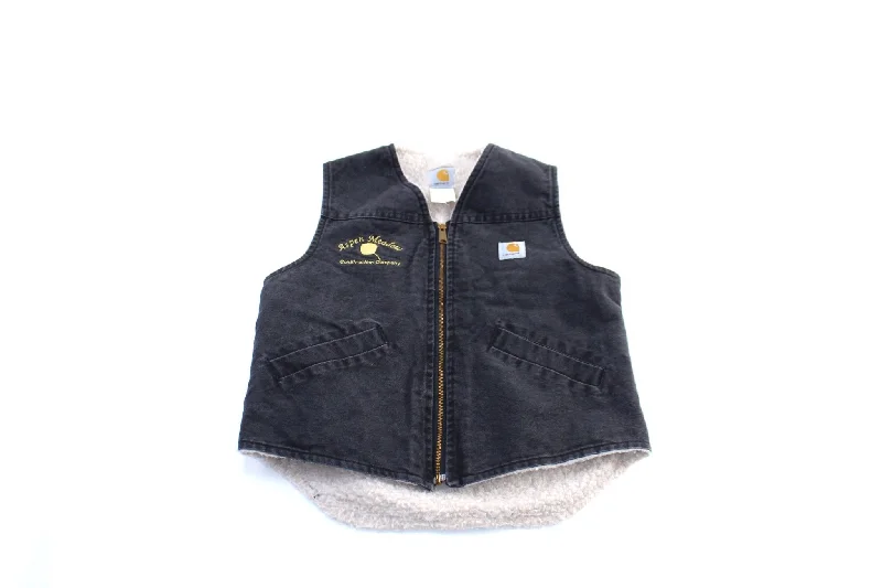 Women's Coats with ZipperVintage Carhartt Logo Patch Black Sherpa Lined Zip Up Vest