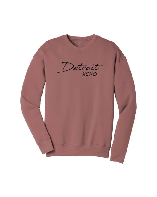 Women's Hooded Sweatshirts with ThumbholesInk Detroit XOXO Crewneck Sweatshirt - Mauve