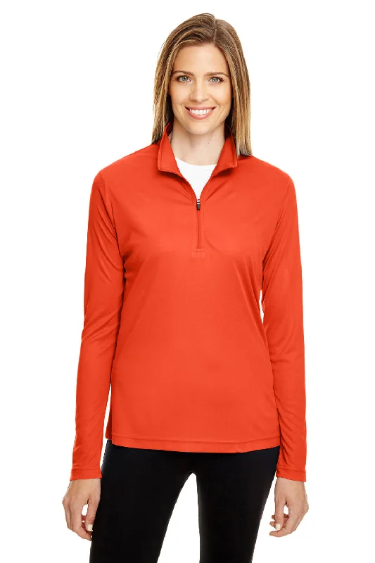 Women's Hooded Sweatshirts with Kangaroo PocketsTeam 365 Womens Zone Performance Moisture Wicking 1/4 Zip Sweatshirt - Orange