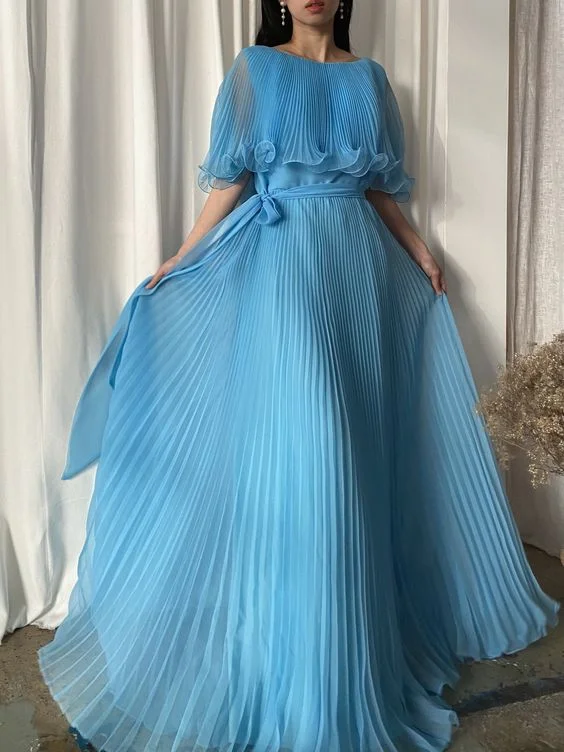 Women's Pleated DressesLong Prom Dresses,Evening Gown,Party Dresses,Formal Dress      S3499