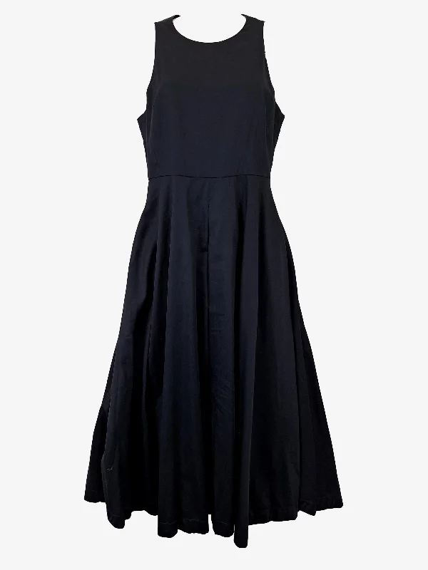 Women's Peter Pan Collar DressesMarcs Elegant Navy Pleated Maxi Dress Size 8