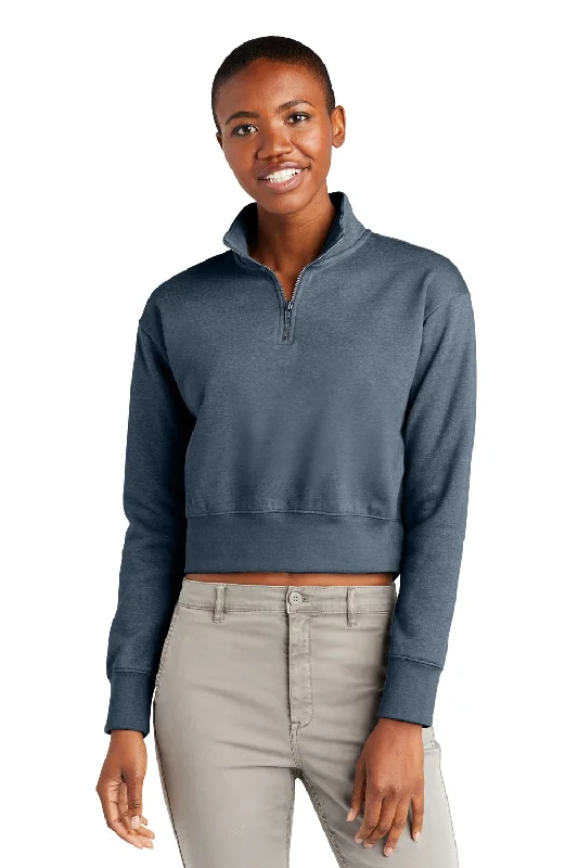 Women's Hooded Sweatshirts with Geometric LiningDistrict Womens V.I.T. Fleece 1/4 Zip Sweatshirt - Heather Flint Blue