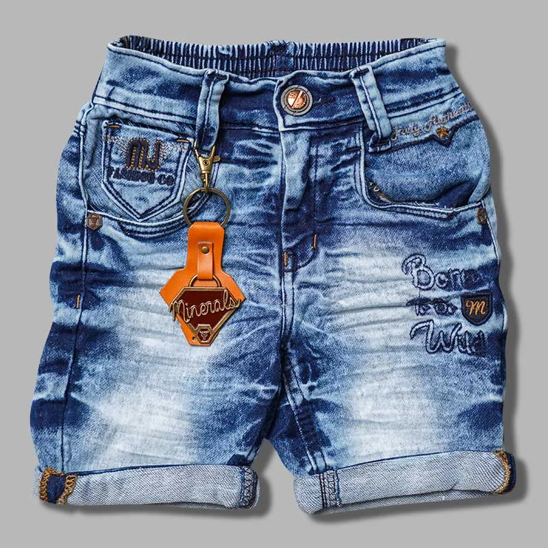 Denim Typography Shorts for Boys