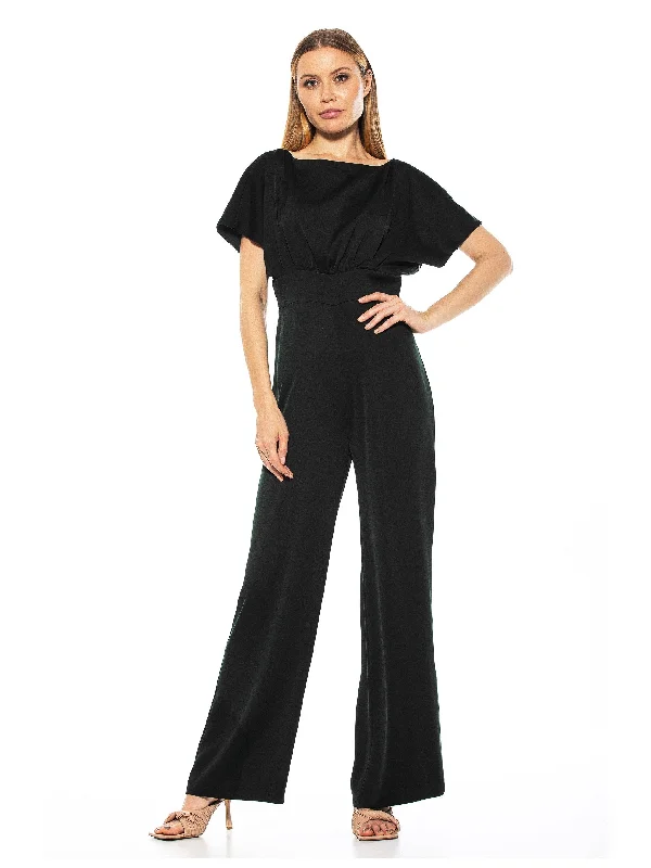 Women's Jumpsuits with Boat CollarWide Leg Jumpsuit