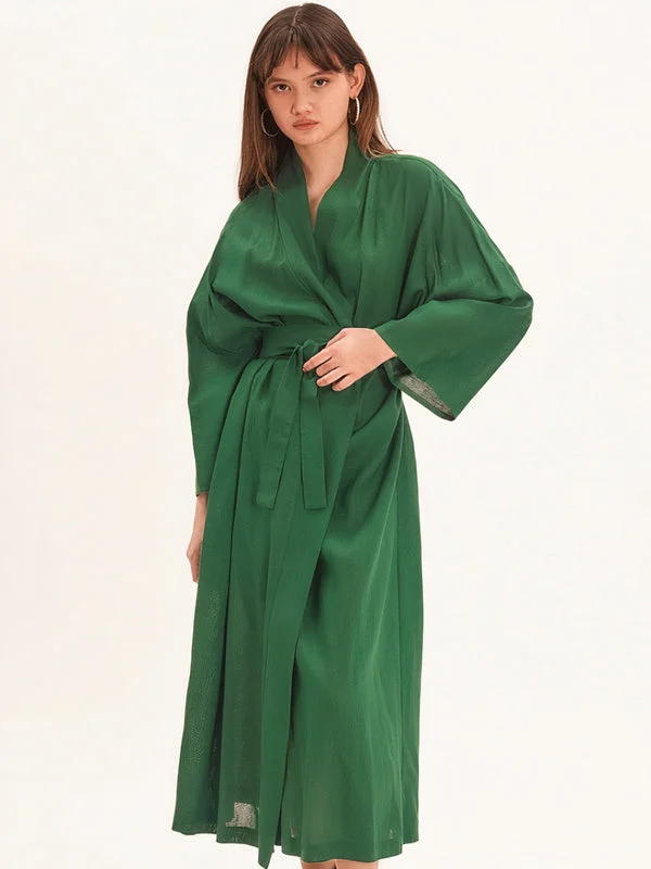 women's pajamas with lace trimRobe de Chambre pour Femme Longueur Mi-Mollet "Vert"