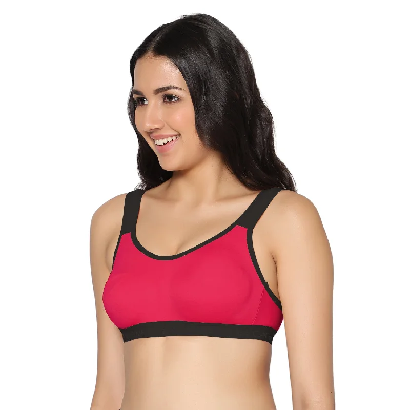 plus-size minimizer bra with smooth cupsNon-Padded Full Coverage Sports Bra Magentablack Color (Pack of 1)