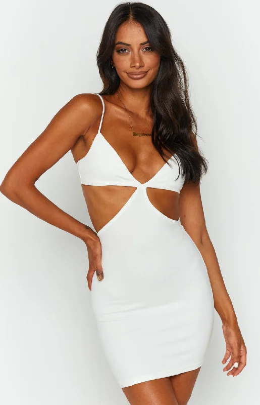 Women's Notched Collar DressesDanielle White Cut Out Mini Dress