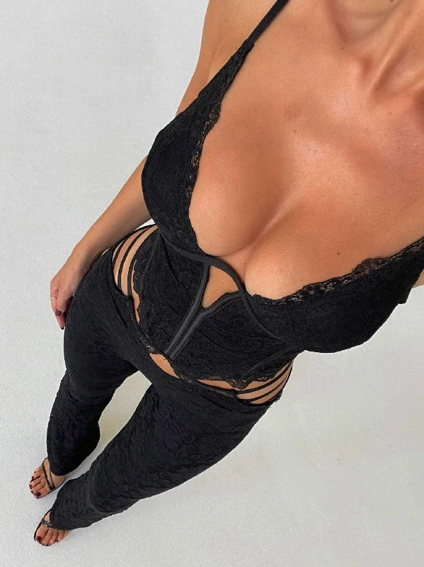 Women's Jumpsuits with Collarless DesignADORA JUMPSUIT BLACK