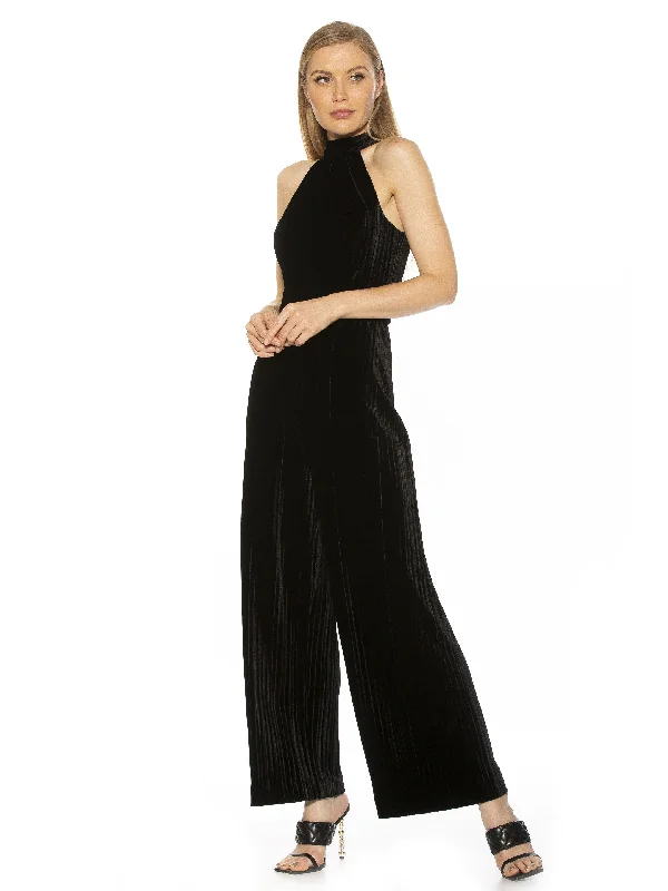 Women's Jumpsuits with V-Shaped CollarMeghan Velvet Jumpsuit