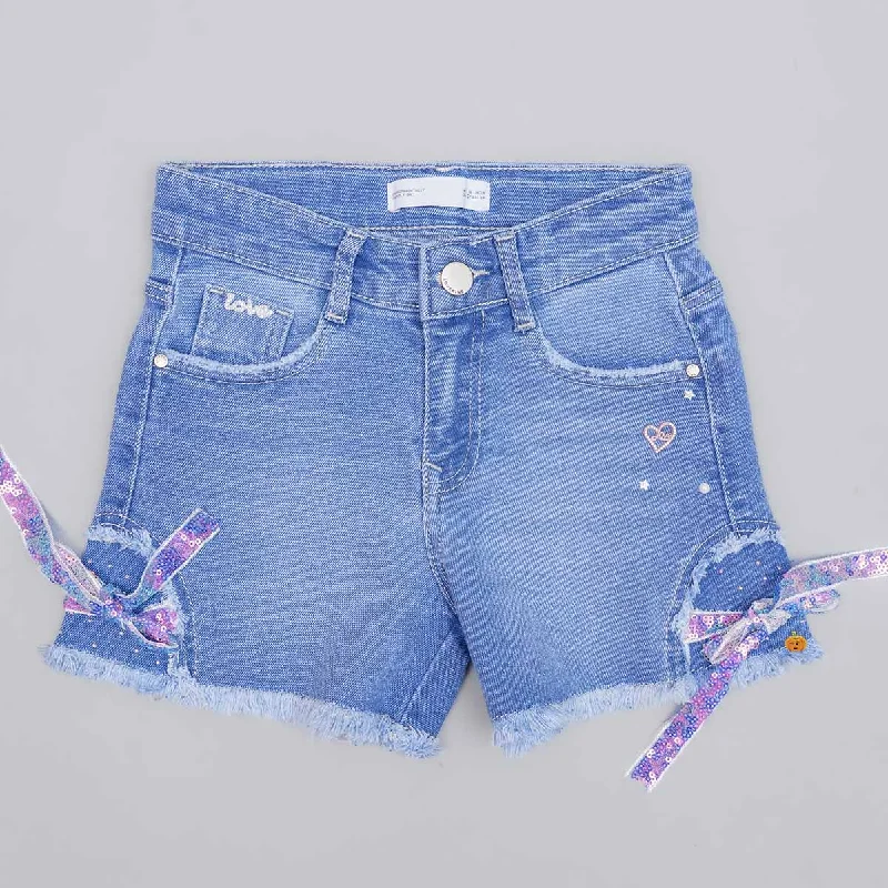 Light & Dark Blue Denim Shorts for Girls