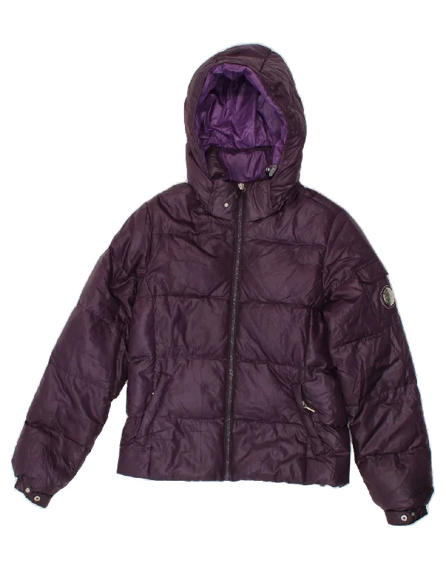 Women's Coats with Fur Trimmed HoodCHAMPION Womens Hooded Padded Jacket UK 10 Small Purple Polyester