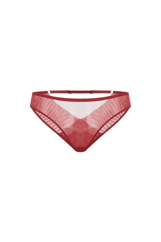 plus-size lace hipster panties with a tummy tuckerKasumi Red Brief