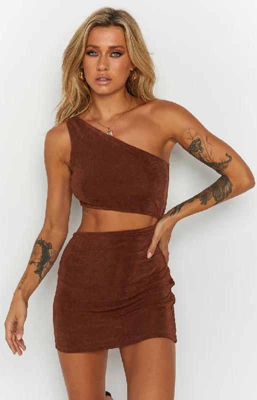 Women's Tiered DressesEtta Brown Cut Out Mini Dress