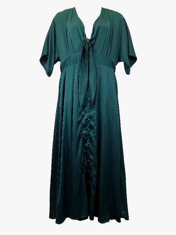 Women's Narrow Collar DressesEmbody Women Graceful Satin Tie Neck Maxi Dress Size 22