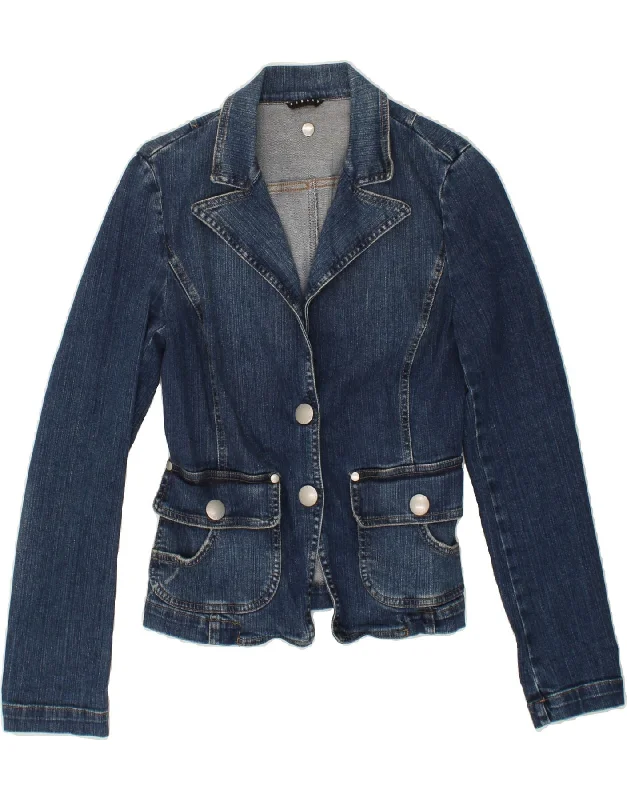 Women's Coats with Fur LiningSISLEY Womens Denim Jacket IT 42 Medium Blue Cotton