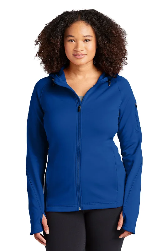 Women's Hooded Sweatshirts with Paisley LiningSport-Tek Womens Tech Moisture Wicking Fleece Full Zip Hooded Sweatshirt Hoodie w/ Pockets - True Royal Blue