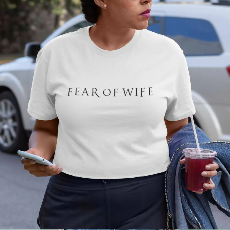 Women's Blouse with RufflesFear of Wife Crew Neck S-Sleeve T-shirt