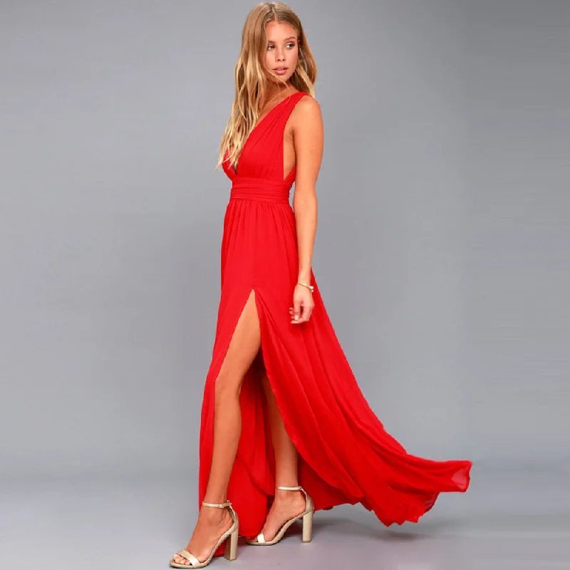  Women's A-Line DressesBerriesJam - Bohemia V-neck Sleeveless Sexy Party Long Maxi Dress